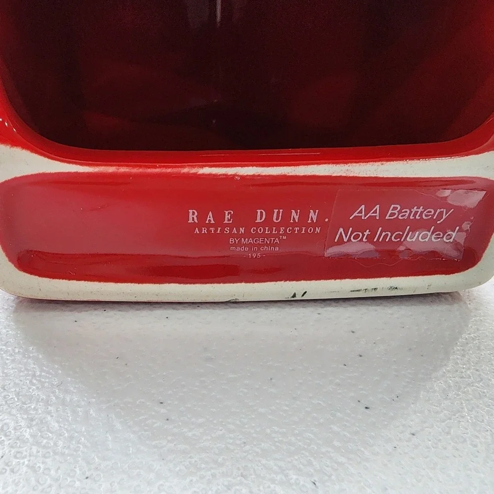 Rae Dunn 2020 Red Jolly Clock White Lettering. Tested Works